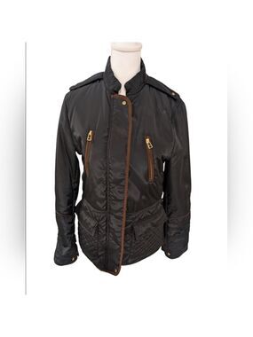 Zara Basic Quilted Jacket, Black & Brown,Size Medium